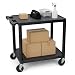 Luxor 26" H Mobile Multipurpose Plastic Storage Utility AV Cart with 2 Shelves - Black