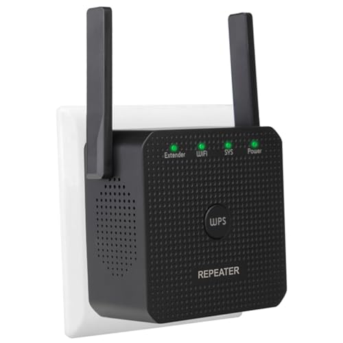 Extensor WiFi, Repetidor WiFi, Amplificador Señal WiFi 300 Mbps, WiFi Booster Banda 2.4GHz, Modo Repetidor/Router/Ap, Puerto Ethernet, WPS Botón, con EU Enchufe, Compatible with All WiFi Devices