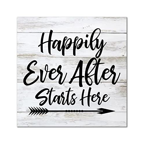 Plaque murale en bois chrétienne Happily Ever After déco salon