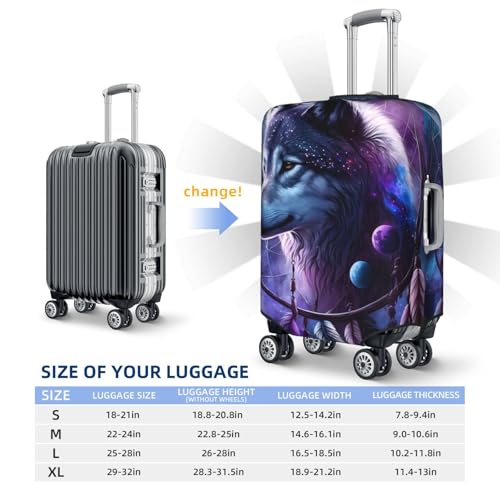 Feathered Wolf For Travel Luggage Cover Suitcase Protector Fits 18-32 Inch Travel Luggage Protector Elastic Luggage Anti-Scratch Suitcase Cover4