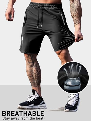 Men's Athletic Shorts Lightweight Sport,Gym,Workout，Running Jogging Shorts Quick Dry with Zipper Pockets4