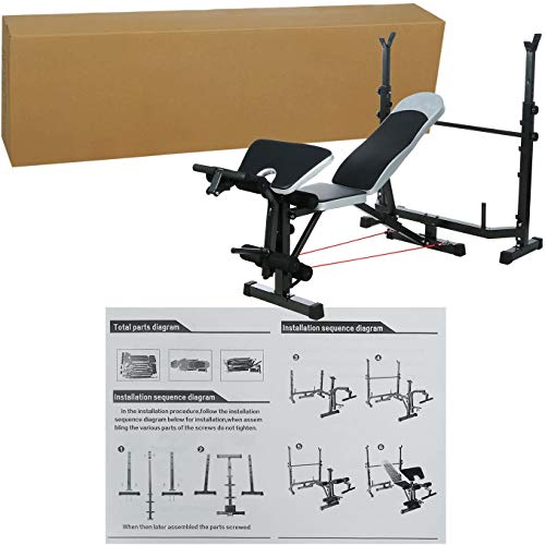 ncient 330lbs Olympic Weight Bench Multi-Function Adjustable Weight Bench with Preacher Curl Leg Developer Lifting Press Exercise Equipment for Indoor Full-Body Workout (Black)