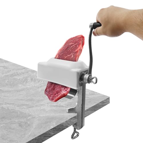 Manual Meat Tenderizer Machine Heavy Duty Meat Cuber Clamp-on Stainless Steel Meat Tenderizer Quick and Easy Beef Chicken Steak Flatten Tool for Commercial Home Kitchen