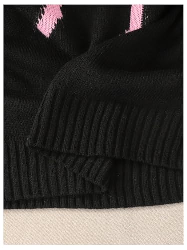 Image of BEAUDRM Girl's Bow Sweater Crew Neck Cute Sweaters Long Sleeve Knit Pullovers Sweater