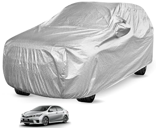 Image of Auto Hub Waterproof Car Cover Compatible with Corolla Altis New with Mirror Pocket, Soft Cotton Lining, Waterproof Corolla Altis Car Cover- Metallic Silver