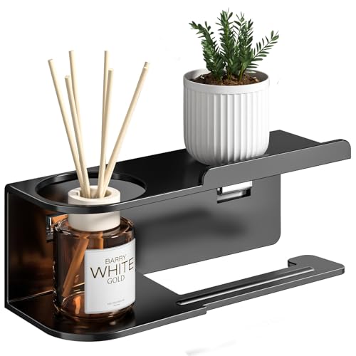 Porte-rouleau de papier toilette, sans perçage, autocollant, pour montage mural, en acier inoxydable, avec colle, pour salle de bain, noir