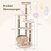 COSTWAY Kratzbaum, 164 cm hoch, Katzenbaum mit Sitzstange & Korbbett aus Rohrkolben, Jutepfosten, Plattformen & Bällen, 6-stöckiges Kletterbaum, Katzenkratzbaum Katzen, Beige