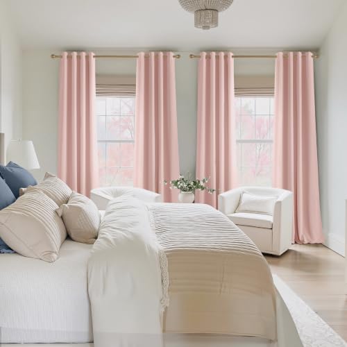 Image of NICETOWN Blush Pink Room Darkening Curtains 84 Inches Long 2 Panels | For Girls Room, For Bedroom, Thermal Insulated, Blackout Drapes, Grommet, Noise Reducing, W40 inch x L84 inch