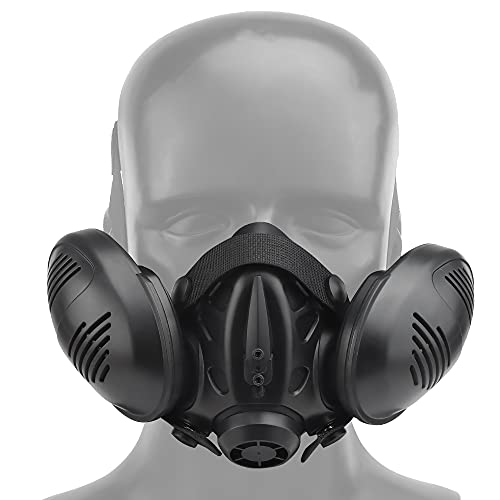 Tactical Respirator Mask Helmet Half Face Gas Mask for Paintball Airsoft Hunting Halloween Party Cosplay