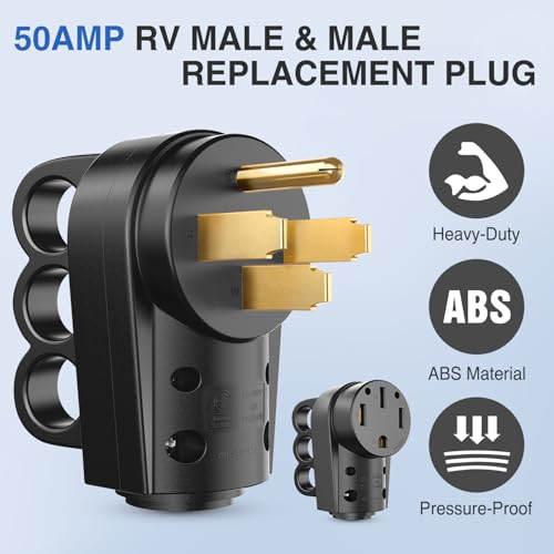 Image of Nilight 50 Amp RV Male and Female Plug Set | 14-50P 14-50R Receptable 125V /250V Volt Heavy Duty Electrical Camper ETL Listed for Caravan Motorhome Van Trailer