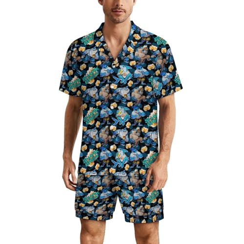 Pyjama homme été court blanc ensemble décontracté boutons manches courtes