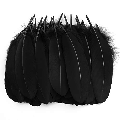 MWOOT 50 pcs Black Crafts Goose Feathers for DIY Dream Catchers, Party Cake Halloween, Easter Decorations - Image 2