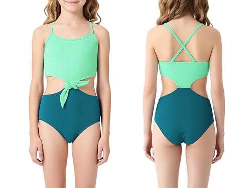 Image of Dvenki Girls Cutout One Piece Swimsuit Adjustable Straps Sizes 6X-16