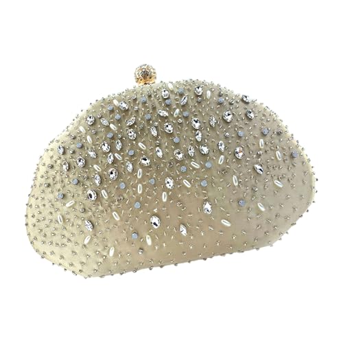 Qusinfc Llamativo bolso de noche adornado con diamantes de imitación, accesorio para ocasiones de graduación, bolso cruzado ligero para mujer, champán