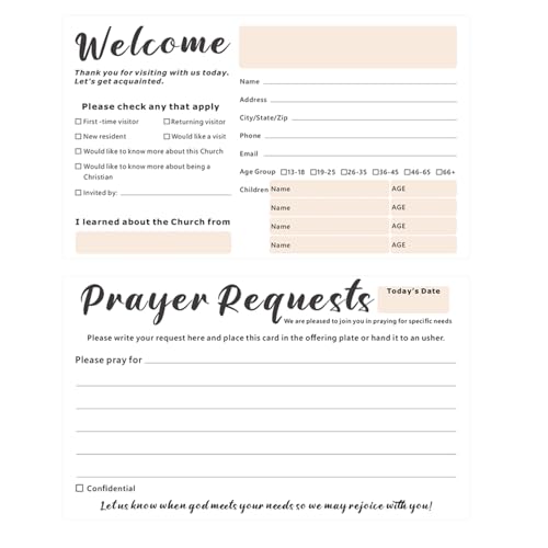 Joyfulmap Church Visitor Welcome Cards, 3 x 5 Inches, Prayer Request Cards, 200 Pack