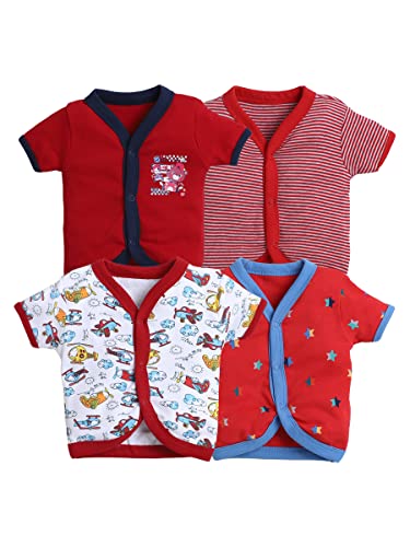 Image of EIO Newborn Baby Cotton Jabla Set (Pack of 4) | Soft Breathable Front-Open Vests for Infants | Gentle on Skin | Unisex Baby Essentials
