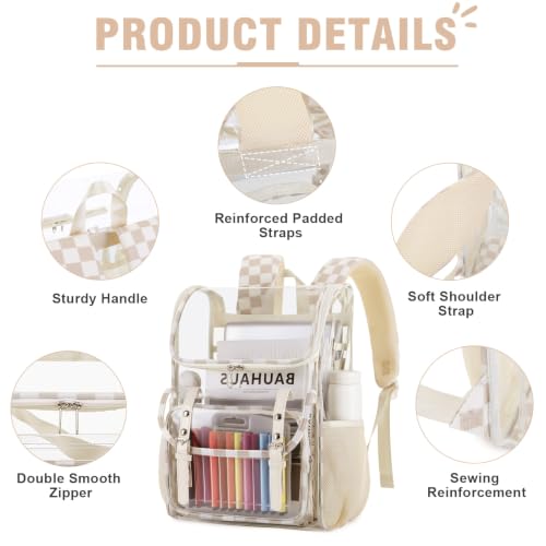 Image of DIGOBAY Clear Backpack with Lunch Bag, Corduroy Clear Bookbag Heavy Duty