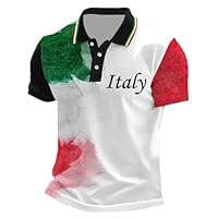 LDZYXY Offerte Polo Uomo Manica Corta con Stampa la Bandiera Italiana Polo Shirt Tops Regular Classic, Vestiti Tropicali per Le Vacanze (A1-Nero, S)