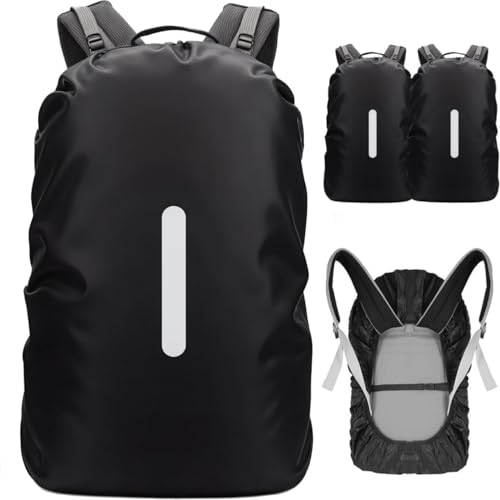 SHOCHX 2 Pack Waterproof Backpack Rain Cover with Reflective Strap 1 Adjustable Anti Slip Cross Buckle Strap Rainproof Snowproof for Hiking Camping Touring Cycling XS for 8-17L Backpack Black