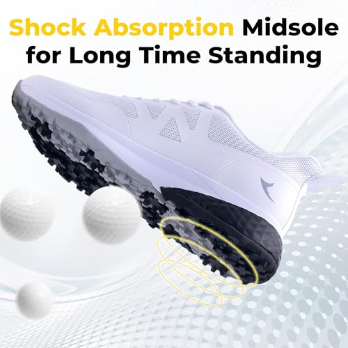 Image of Men's Spiked Golf Shoes Slip-On Waterproof Non-Slip Lightweight Outdoor Walking Shoes for Golfers Footwear US Size 7-12