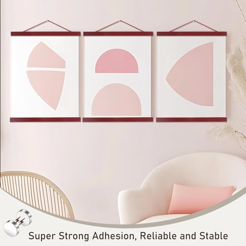 Image of Artmag Magnetic Poster Hanger Frame, 9x24 9x12 9x11 Light Wood Wooden Magnet Canvas Artwork Print Poster Hangers Frames Hanging Kit (Mahogany, 9 inch)