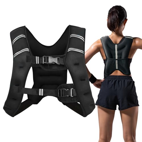 Weighted Vest, 3kg 5kg 8kg 10kg Weight Workout Vest with Reflective Stripe for Women, Men, Strength Training, Running, Fitness, Walking, Weight Loss, Training