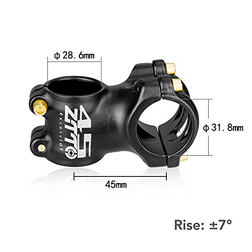 Bike Stem, Andoer Haste de bicicleta de 7 graus 45 mm Haste de bicicleta ultraleve de montanha Haste
