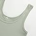 Artfish Women's Sleeveless Shirt Ribbed Fitted Scoop Neck Basic Long Crop Tank Top Square Cotton Pale Light Green, XS