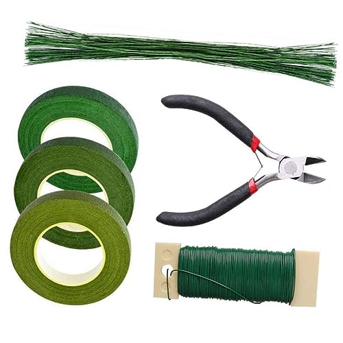Beatifufu 6pcs DIY Flower Making Kit Floral Tool Set Tape Flower Wrap Floral Adhesive Tape Paper Wrap Wire