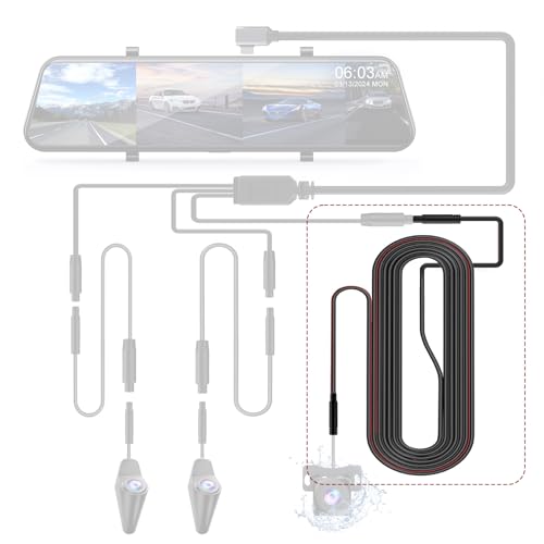 Image of PRUVEEO Rearview Camera 18ft Extension Cable for D90 /D90-4CH-MINI /J20 /J30 /H5 Dash Cam, Car Recorder Reverse Backup Camera Long Replacement Cable Cord Fit for Trucks /Cars /Bus