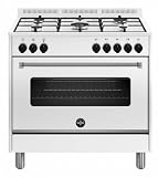 La Germania AMN965EBV24 - Cucina a gas con forno elettrico, 5 fuochi, 90x60 cm, Bianco