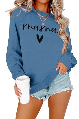 Image of Dressmine Womens Casual Long Sleeve Crewneck Loose Mama Sweatshirt Graphic Shirts Pullover Tops
