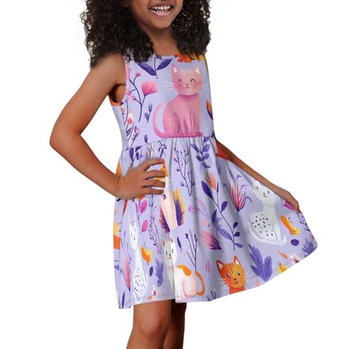 Girls Cute Print Dress with Pockets Swing Loose Fit Sleeveless Summer Mini Twirly Dress for Girls4