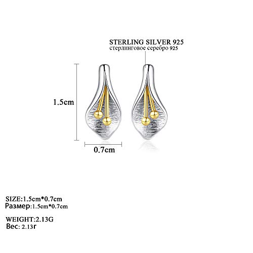 Pendientes de tulipán en plata 925 cepillada y diseño artesanal exclusivo 6