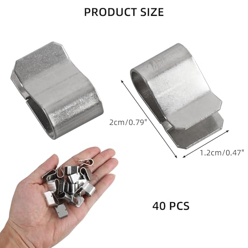 EUREKORA 40 Stück Rostfreier Stahl Feder U Klammer Metallclip 304 Edelstahl Clips Solarmodul Wiederverwendbar für Kabelbefestigung(21 mm x 12 mm)