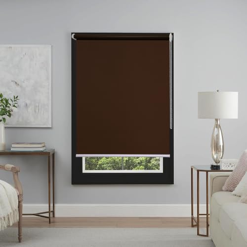 Image of Roller Blinds 300 GSM Polyester Fabric Waterproof & Sun Blockage Corded Roll Up and Down Blinds Curtains for Window, Door, Balcony (Coffee Color 2.5 X 10 Feet, Pack of 1 Piece)