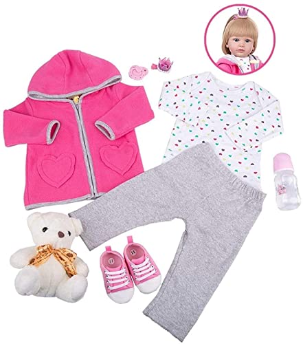 60cm 24 Zoll lebensechte Reborn Babypuppen mit Langen Haaren Realistische Weiche l Silikon Kleinkind Jungen Mädchen… – Bild 6