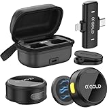 Kit 2 Microfones de Lapela aGold - Profissional - Com Imã Sem Fio + Case de Carregamento - Bluetooth - Redução de Ruído Até 12 Horas Autonomia a Compatível com Camera, iPhone, Android e USB-C.