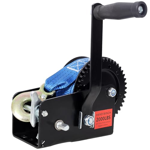 Winche manual 2000LBS con correa azul de 26 pies miniatura 1