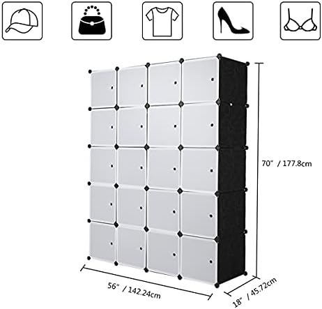 Miniatura 3 de 20-Cube Storage Organizer,Plastic Stackable Cube Closet Storage Shelving with Doors,Modular Closet Cabinet Organizer Dresser Stacking Containers