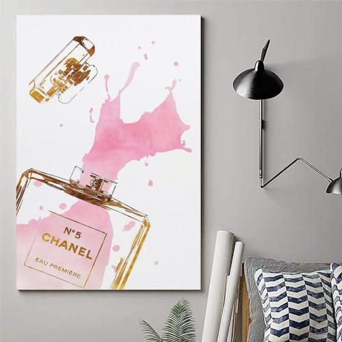 Image of BanLaArt Fashion Gold Perfume Bottle With Pink Splash Canvas Print Poster Decorative Painting Canvas Wall Art Picture Print Modern Family Bedroom Decor 16x24inch(40x60cm), style-2