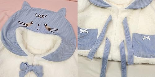 Winter Warm Fluffy Jacket Women Teens Cropped Cute Fleece Faux Fur Lolita Cat Collar Anime Cosplay Fuzzy Coat3