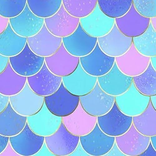 壁紙 45cm x 300cm 剥がせる カラフルな人魚の尾 シームレスパターン 人魚の装飾 魚の鱗 魔法 多機能 防水/汚れ防止/防油 食器棚 クロ 玄関 ふすま紙 家具 部屋 DIY 賃貸OK