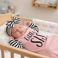 AMAWMW Newborn Baby Girl Little Sister Sleeper Gown Stripe Long Sleeve Nightgown Pajamas Gifts Stuff Essential Outfit — image 6