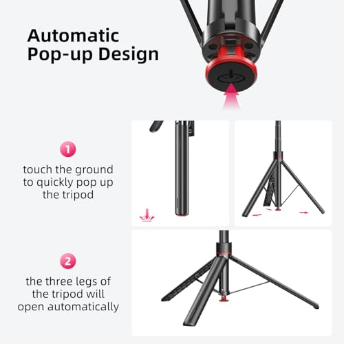 Image of Mobilife Auto Open Selfie Stick Tripod 360 Degree Rotating Balance Handle 71-inch Long Extendable Bluetooth Mobile Tripod Stand with 1 /4 inch Screw for Mobile Phone Camera Gopro Vlogging YouTube Travel