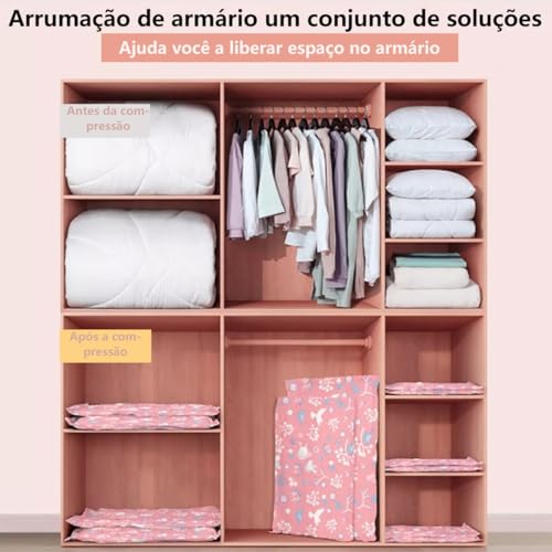 Kit 11 Saco a Vácuo Roupa Viagem + Bomba Western Mala Viagem Roupas Cobertor Edredom Vac Bag Guarda