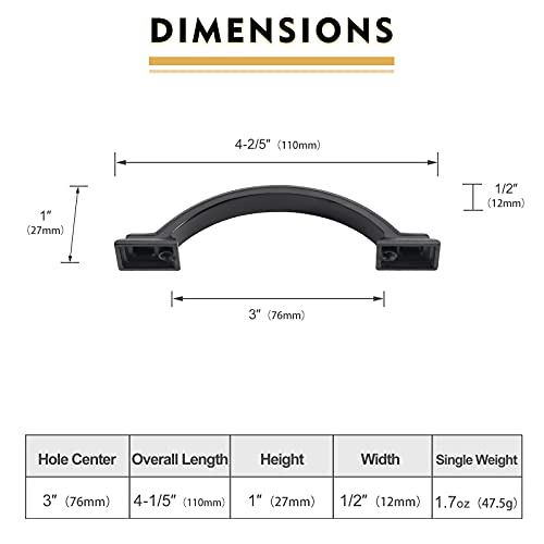 AOOTOCH 10 Pack 3 inch Cabinet Pulls Matte Black Cabinet Handles Drawer Pulls for Kitchen Cabinet Cupboard by AOOTOCH - Image 2