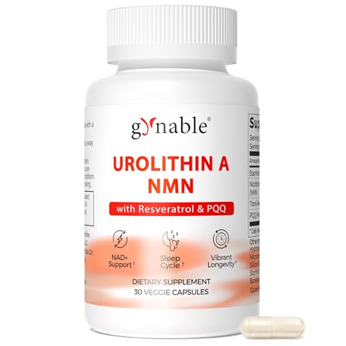 Gynable 4-in-1 Urolithin A Supplement with NMN Trans-Resveratrol & PQQ-Advanced Cellular Energy & Muscle Strength Complex - Supports Longevity Deep Sleep & Healthy Aging (30Count(Pack of 1))