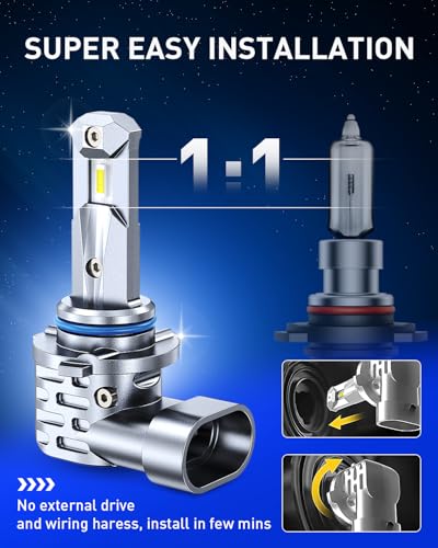 Image of AUTOONE H11 /H9 /H8 9005 /HB3 LED Bulbs Combo, 80000LM 900% Brighter H11 9005 White 6000K Fog Lights Canbus, 10YR Lifespan, Pack of 4
