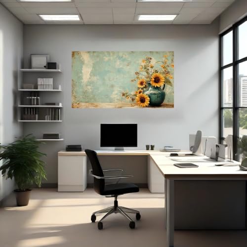 Calcomanías de pared de girasol retro para renovar paredes sin obras 4